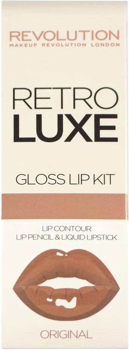 Makeup Revolution - Retro Luxe Kits Gloss - Original - Complete Lip Set - Lipgloss & Lipliner - Nude