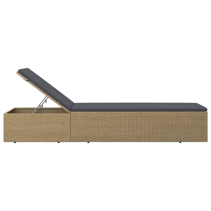 vidaXL - Ligbed - poly - rattan - bruin - en - donkergrijs