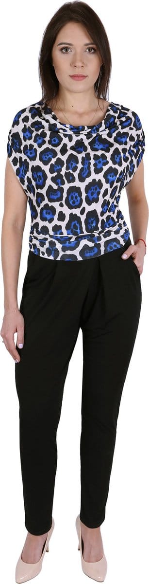 John Zack - Broekjumpsuit in blauwe luipaardprint