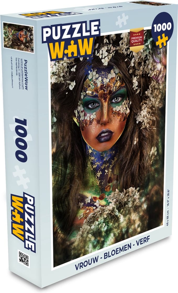 Puzzel Vrouw - Bloemen - Verf - Legpuzzel - Puzzel 1000 stukjes volwassenen