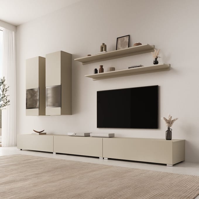 Meubella - Bolivar - Wandmeubel - Beige - 270x41x26 cm