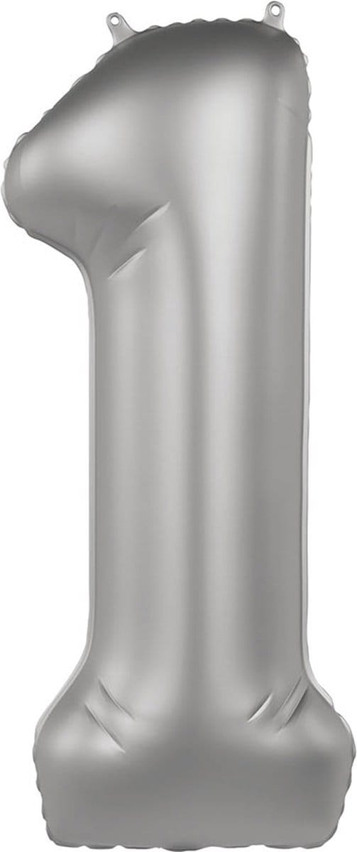 Folat - Folieballon Cijfer 1 Moonlight Silver - 86 cm