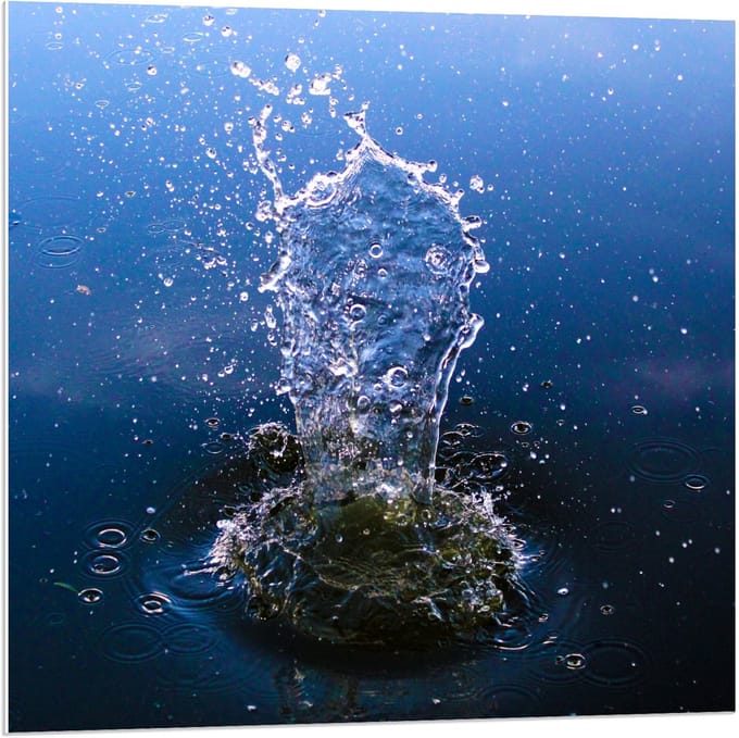 Forex - Steen plonzend in Water - 80x80cm Foto op Forex