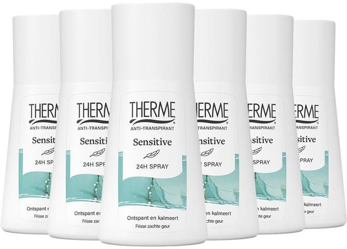 Therme - Anti-Transpirant Sensitive 24H Spray - 6 x 75 ml - Voordeelverpakking