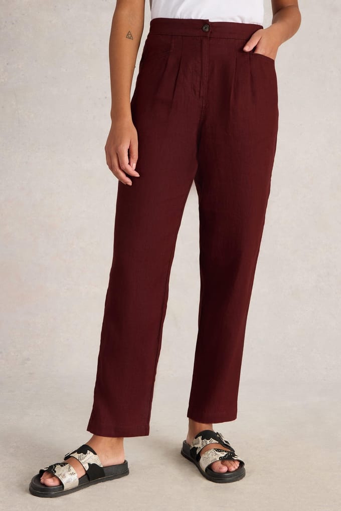 White Stuff Rowena Linen Trouser Dark Red Taglia: 24 REGULAR | Pantaloni Outlet | Donna | Bianco