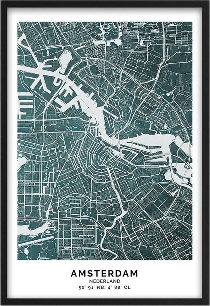 Poster Stad Amsterdam A4 - 21 x 30 cm (Exclusief Lijst)