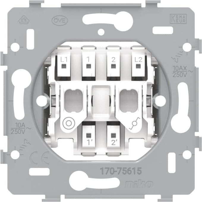 Niko Dubbele Schakelbasis Twee Weg Plus Drukknop 10A - 170-75615