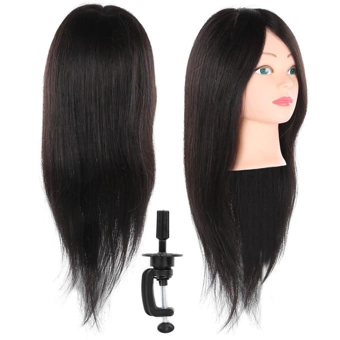 Echt Haar Mannequin Hoofd Oefenhoofd Kapper Training Hoofd Mannequin Cosmetologie Pop beige