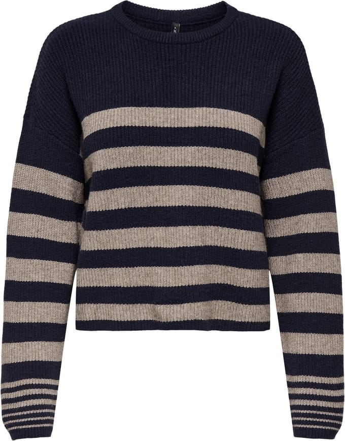 ONLY - ONLKATIA LS RIB STRIPE O-NECK CC KNT - Dames - Gebreide truien