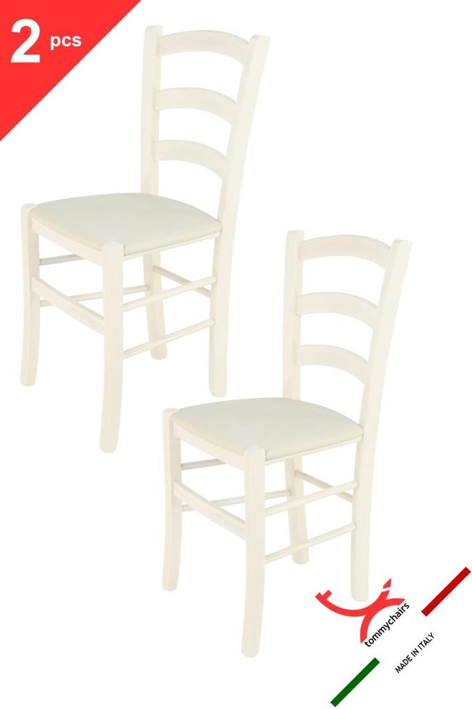 Tommychairs Venice - Eetkamerstoelen - Set van 2 - Wit - Rotan & Hout