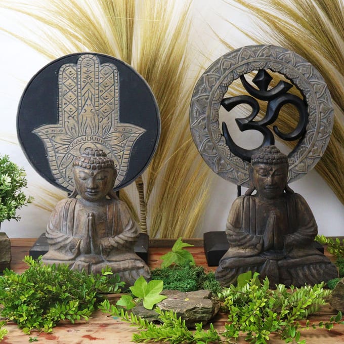 Boeddha Feng Shui Set - Om - Grijs & Zwart