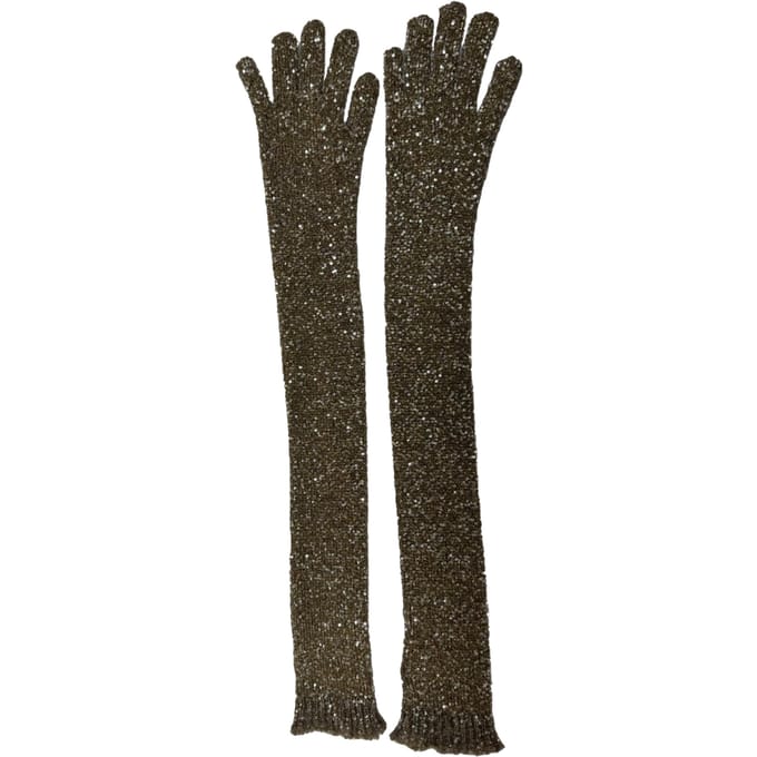 Brunello Cucinelli handschoenen met pailletten in goudkleurig polyamide.