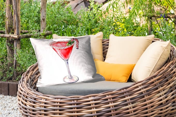 Buitenkussens - Tuin - Cocktail - Drank - Winter - Kunst - 50x30 cm