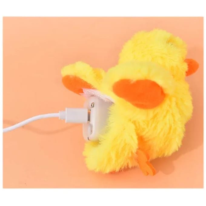 Canard flottant pour chat, jouet électrique interactif en peluche lavable avec capteur de vibrations à l'herbe à chat yellow