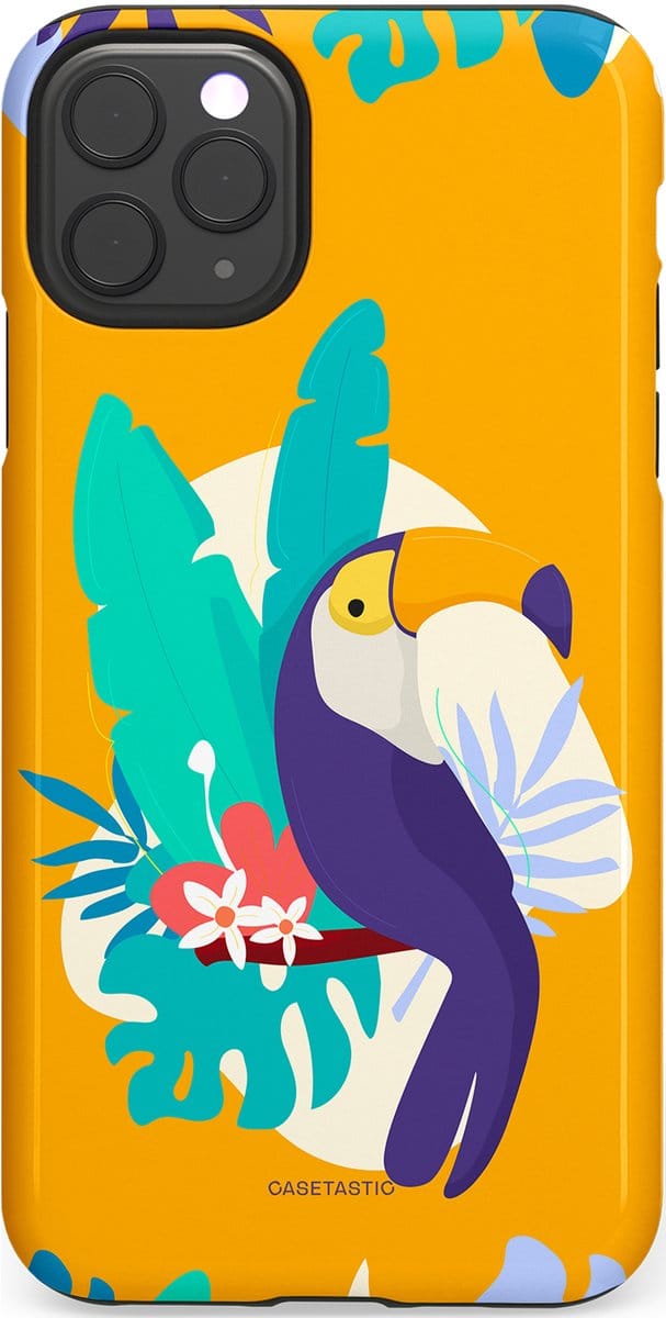 Casetastic hoesje geschikt voor Apple iPhone 11 Pro Max - Dubbellaagse bescherming - Toeceaan - Fashion Case - Okergeel Turquoise Crème