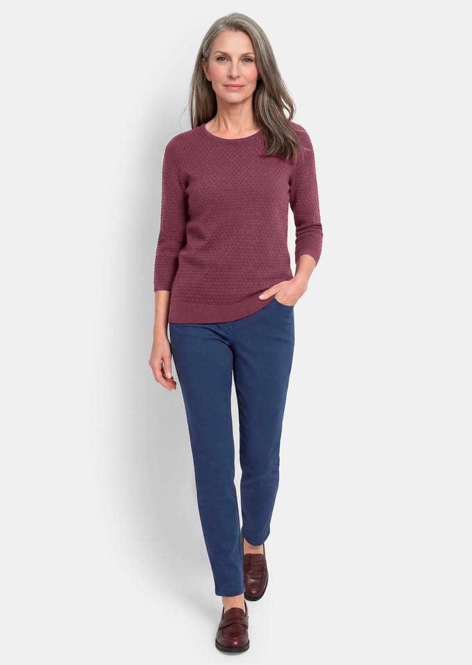 Tricot pullover met stippenmotief - bordeaux - Gr. 46 van Goldner Fashion