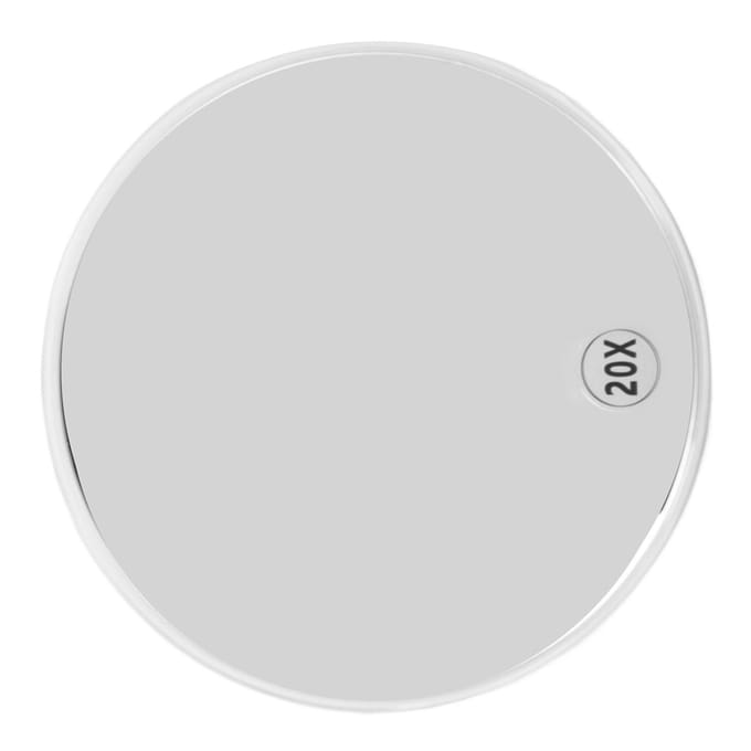 Miroir grossissant x20 avec 3 ventouses, compact, portable, rond, puissant, pour maquillage blanc