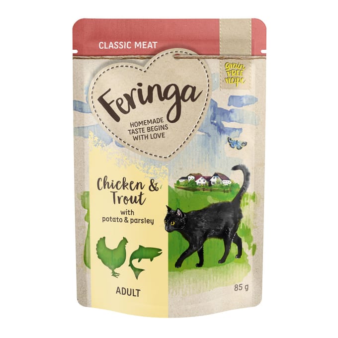 12x85g Maaltijdzakjes Forel & Kip met Aardappel Feringa Kattenvoer