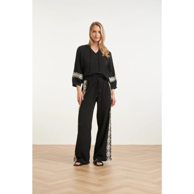 Smashed Lemon Luchtige blouse met contrasterende borduring |
