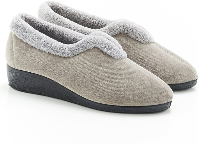 Damart - Fluwelen pantoffels - Dames - Grijs - 41