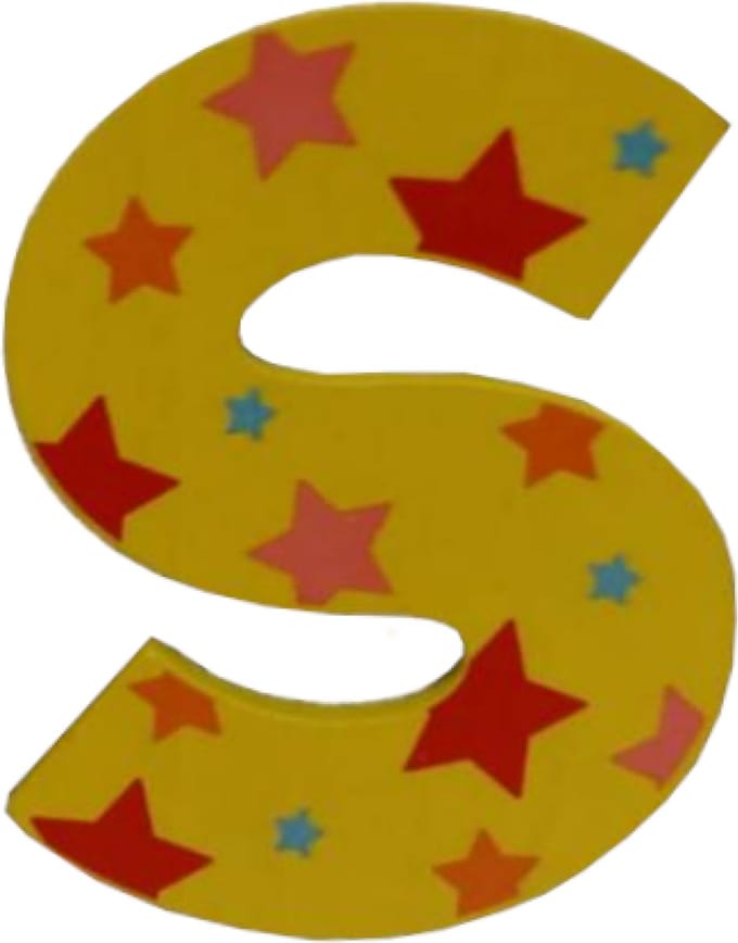 Decoratieletter - S - Hout - 7cm - Geel