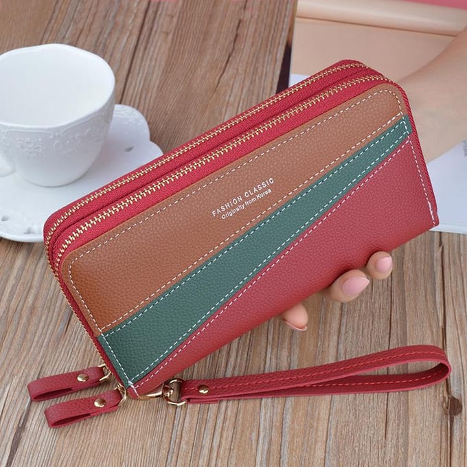 Dames portemonnee splitsen telefoons tas kaarthouder met ritsen mode portemonnee handtas rood