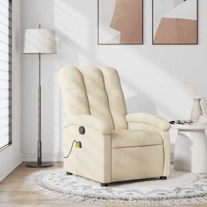 vidaXL Massagestoel met crèmekleurige stof