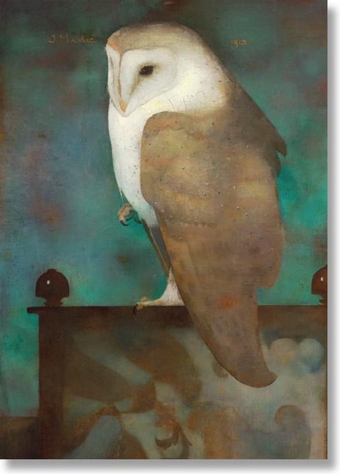 Poster, 50 x 70 , Grote uil op scherm, Jan Mankes