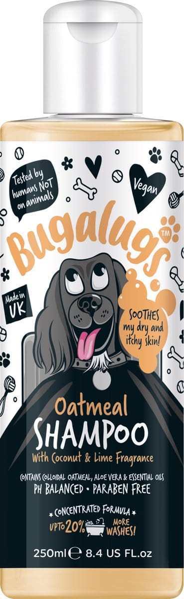 Bugalugs Oatmeal & Aloe Dog Shampoo Bottle with Flip Cap 250 ml - Hond
