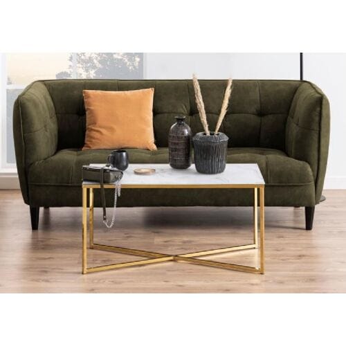Salontafel goud wit marmerlook 90 cm