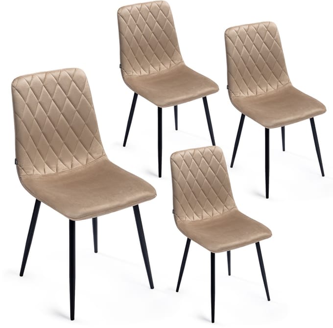 Lina® Elisia Velvet Eetkamerstoelen - Beige Stoelen - Eettafel Stoelen - Eetkamer Stoel - Eetstoel - Set van 4