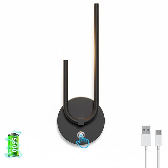 ZRSS® Oplaadbare Wandlamp LED - Lamp voor Binnen - Op Batterijen - Draadloos - Dimbaar - Zwart