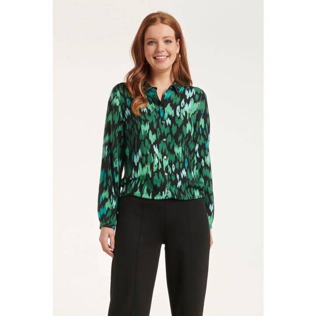 Smashed Lemon 24658 teale animal print blouse |