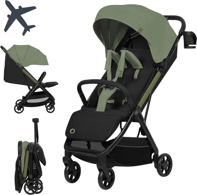Reisbuggy Lichtgewicht - Compacte Kinderwagen - Reizen met Kinderen - Automatisch Opvouwbaar - 7.5 kg - Groen