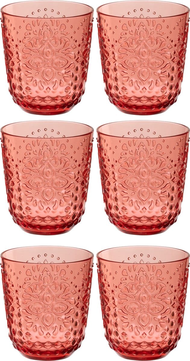 J-Line glas - kunststof - rood - doos van 6