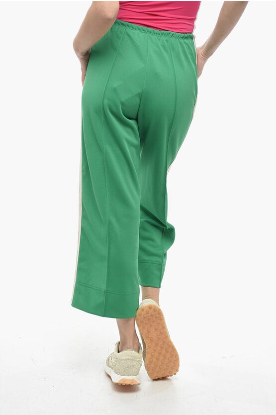 Track Flared Pants met contrasterende zijbanden in Groen