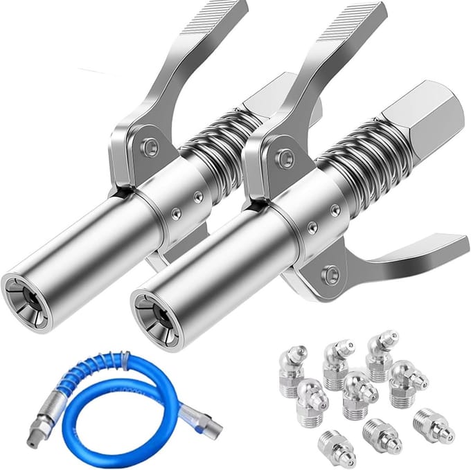 Vetpistool Koppelingset - 2 Stuks met Flexibele Slang en Smeernippels