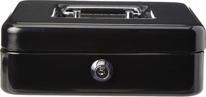 Geldcassette met 3 Vakken - Zwart - 20 x 9 x 16 cm