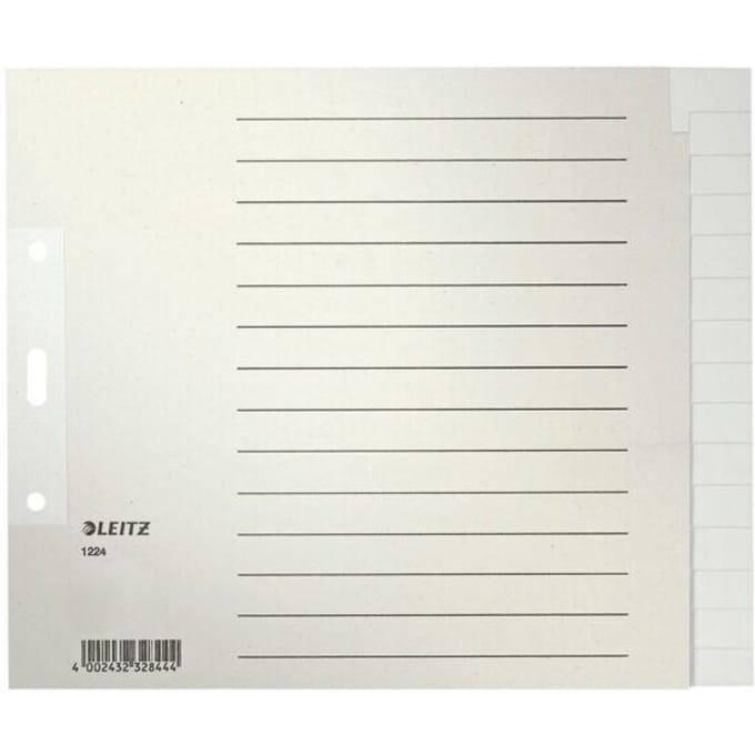 Leitz 1224 Register DIN A4, Bovenbreedte blanco Manila papier Grijs 15 tabbladen 12240085