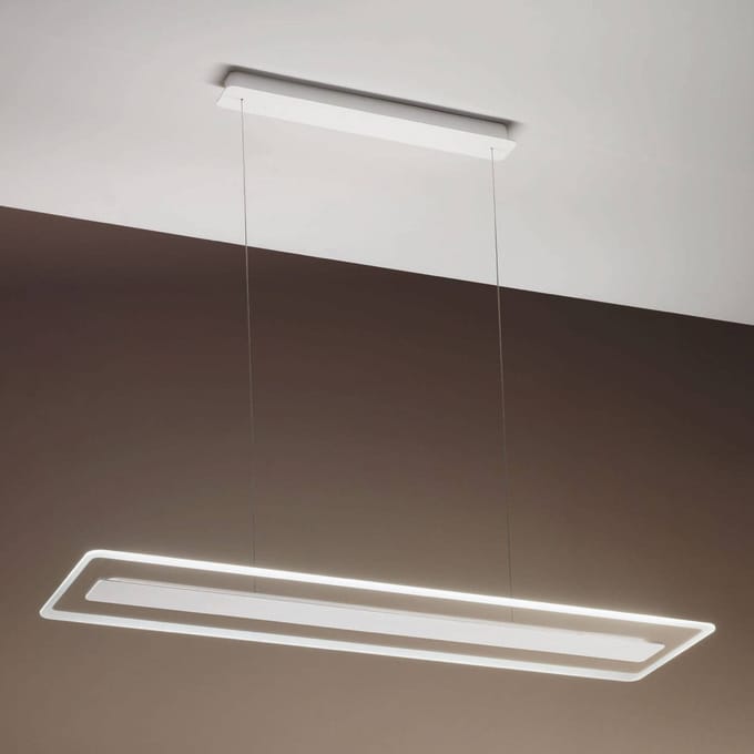 Linea Light LED hanglamp Antille, glas, rechthoekig, chroom