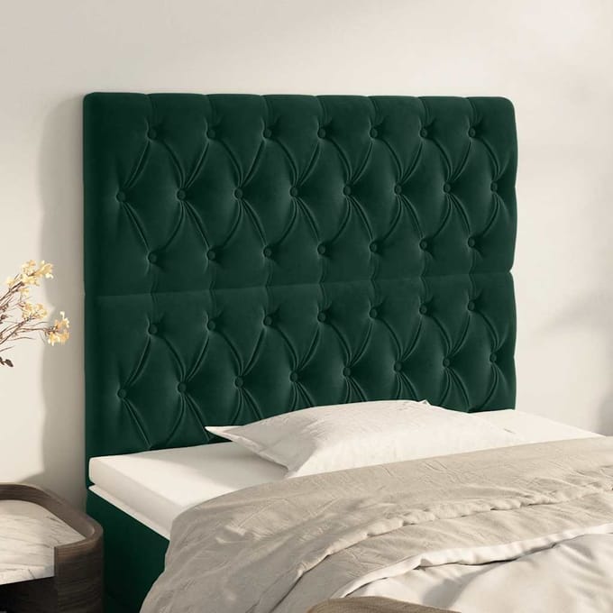 vidaXL - Hoofdbord - donkergroen - 90x7x118/128 - cm - fluweel