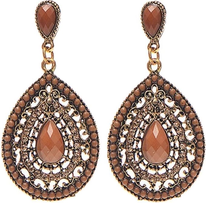 Fako Bijoux® - Oorbellen - Bohemian - Druppel - Bruin