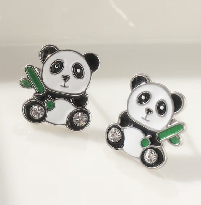 Panda Oorbellen met strass – Schattig & Speels