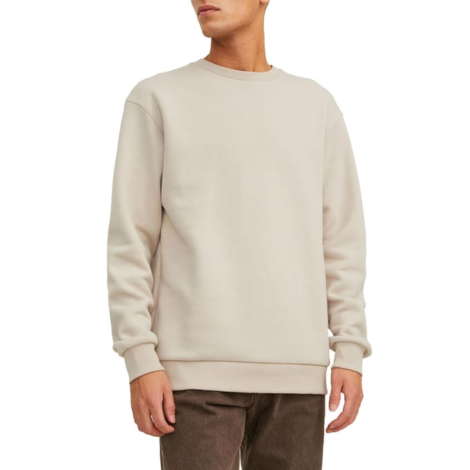 JACK & JONES Bradley sweat crew regular fit - heren sweatshirt katoenmengsel met O-hals - beige