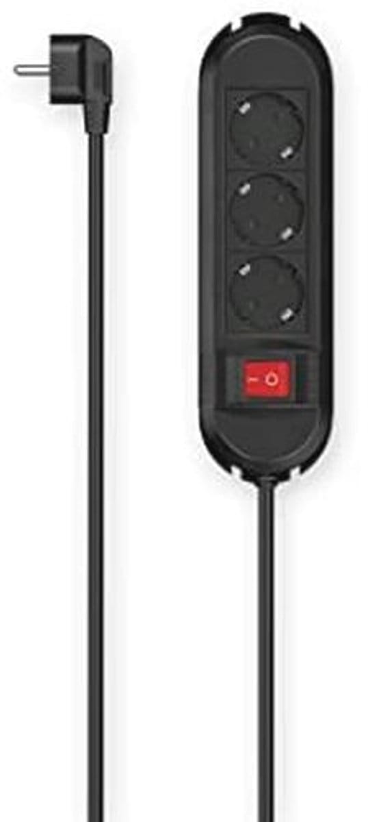Meervoudig stopcontact met Schuko-stekker en aan/uit-schakelaar - Zwart - 1,5 meter kabel