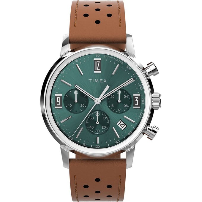 Timex Marlin Chrono TW2W10100 Horloge - Leer - Bruin - Ø 40 mm