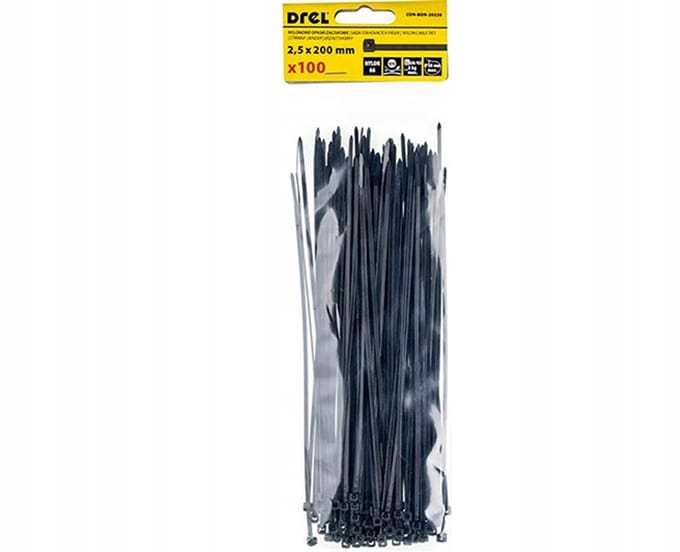 Zwarte kabelbinders UV 2,5x200mm nylon 100st