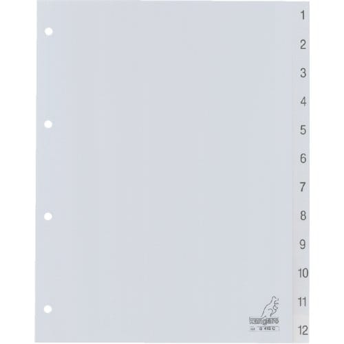 Kangaro tabbladen - A4 - PP 120 micron - grijs - 4-gaats - 12-delig cijfers