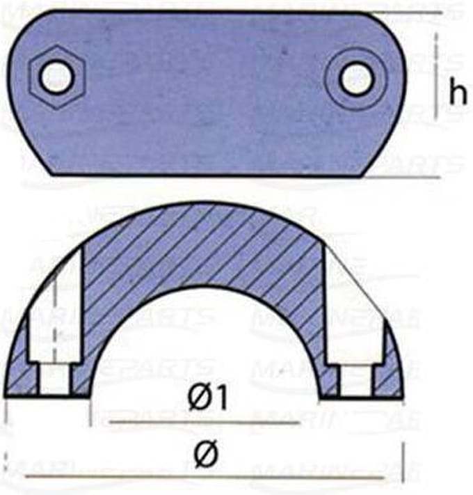 Zink kraag/ring anode 25MM. (TEN00552)