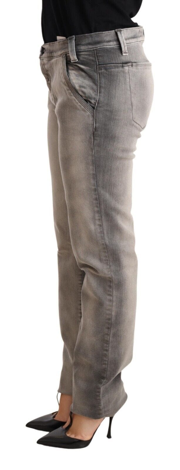 Grijze Denim Rechte Pantalon